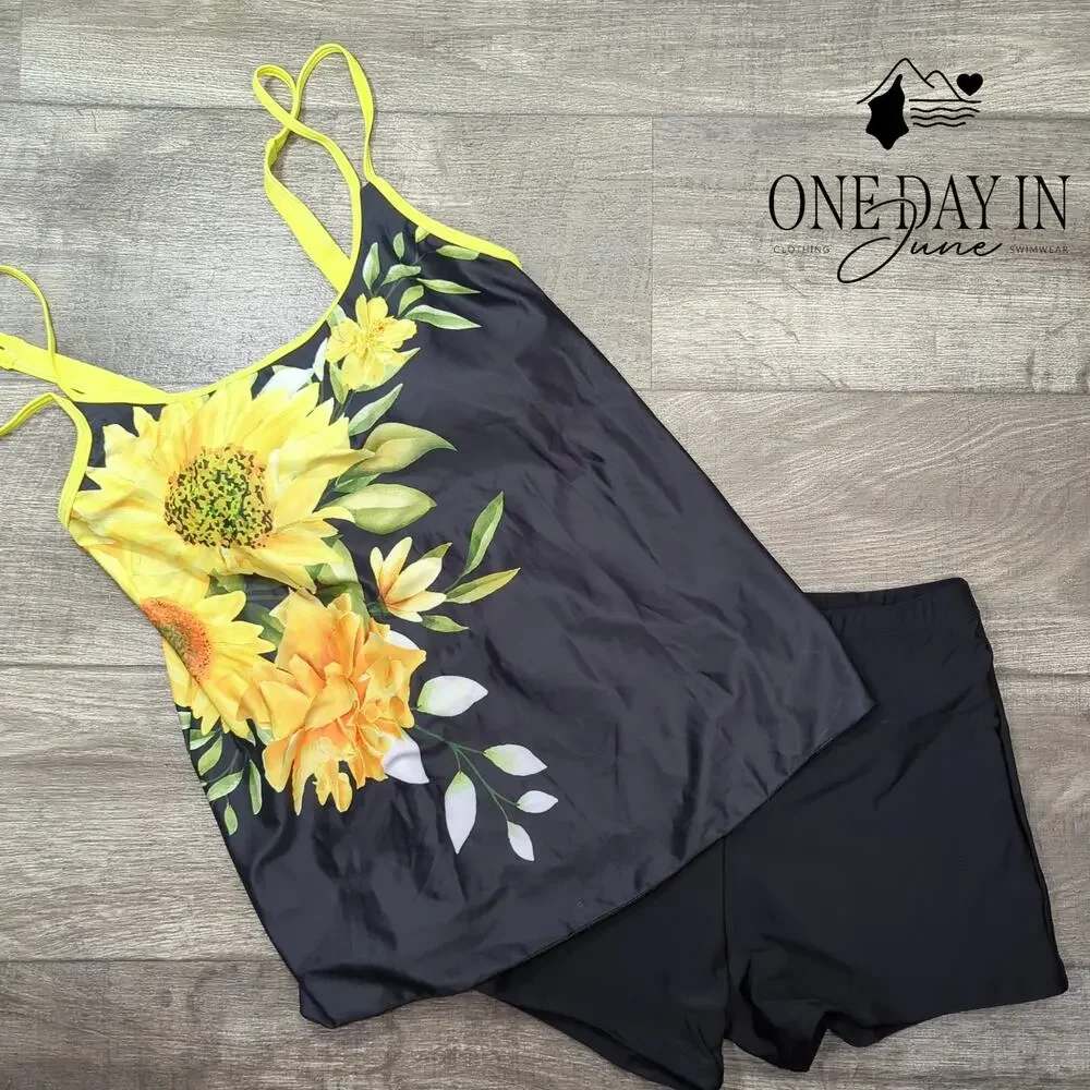 B2Prity Floral Boyshort Tankinii Swimsuit Size L